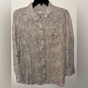 Ruff Hewn Women’s Size 1X Shirt Long Sleeve Button Up Multicolor Cotton Casual